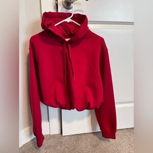 Beyond Yoga Bold Red Cropped Hoodie Medium
